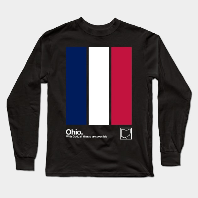Ohio Flag  // Original Minimalist Artwork Poster Design Long Sleeve T-Shirt by DankFutura